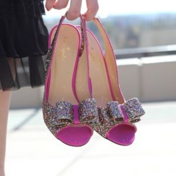 kate spade Shoes - Kate Spade Charm Glitter Pumps sz 8